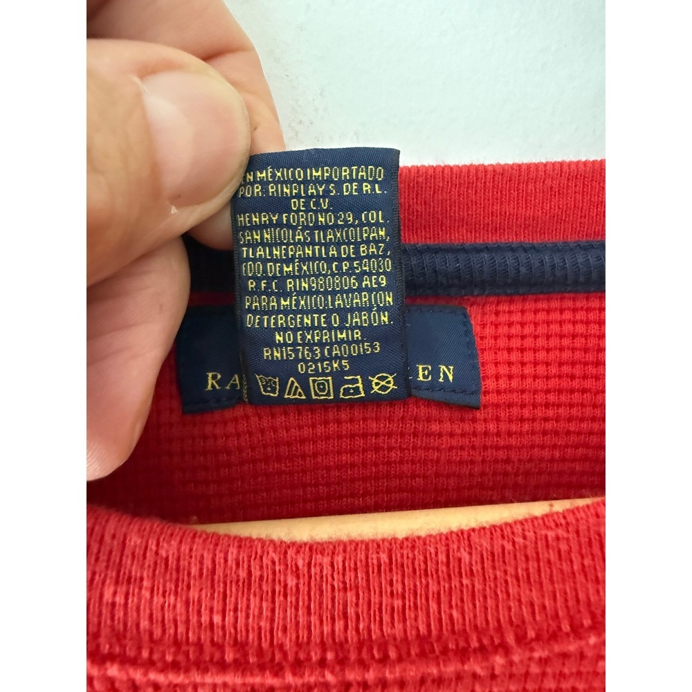 Polo Ralph Lauren Mens 3XL XXXL 3XT Red Waffle Knit Thermal Long Sleeve Shirt - Picture 4 of 7